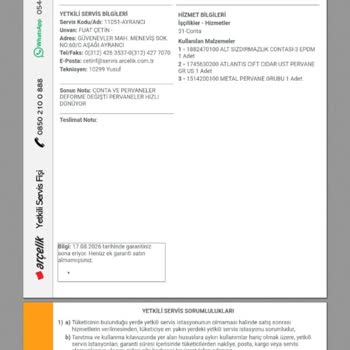 Arçelik Bulaşık Makinesi Su Kaçağı Ve Hizmet Sorunu Nedeniyle Mağduriyet