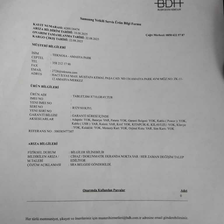 Servis Raporuna Rağmen Tabletim İade Edilmiyor Ve Mağduriyetim Artıyor