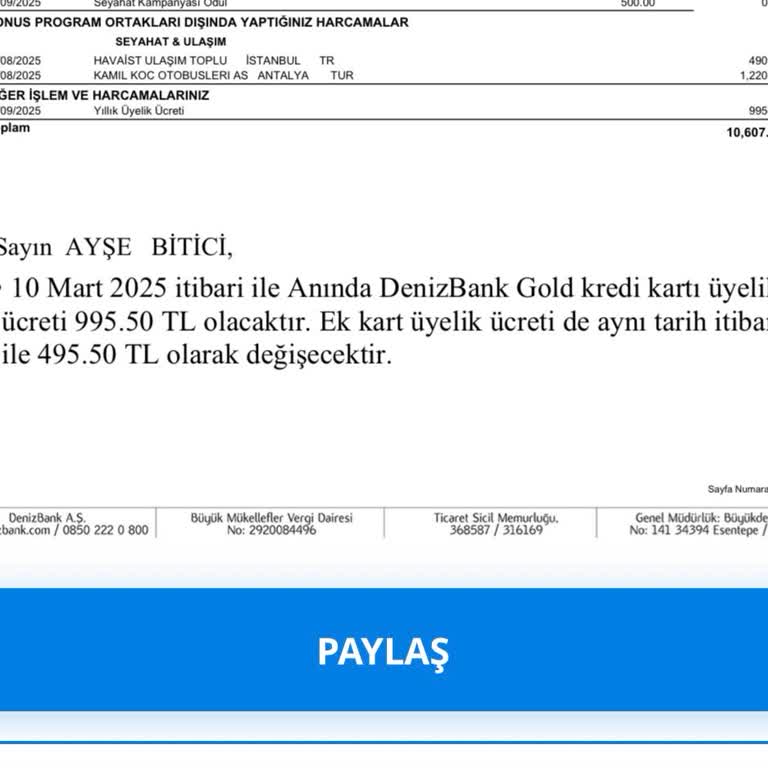 Denizbank Kredi Kartı Aidatının İade Edilmemesi Ve Kartın Kapatılması