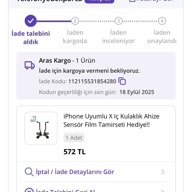 Aras Kargo İade İşlemi Gecikti, Mağduriyet Yaşıyorum