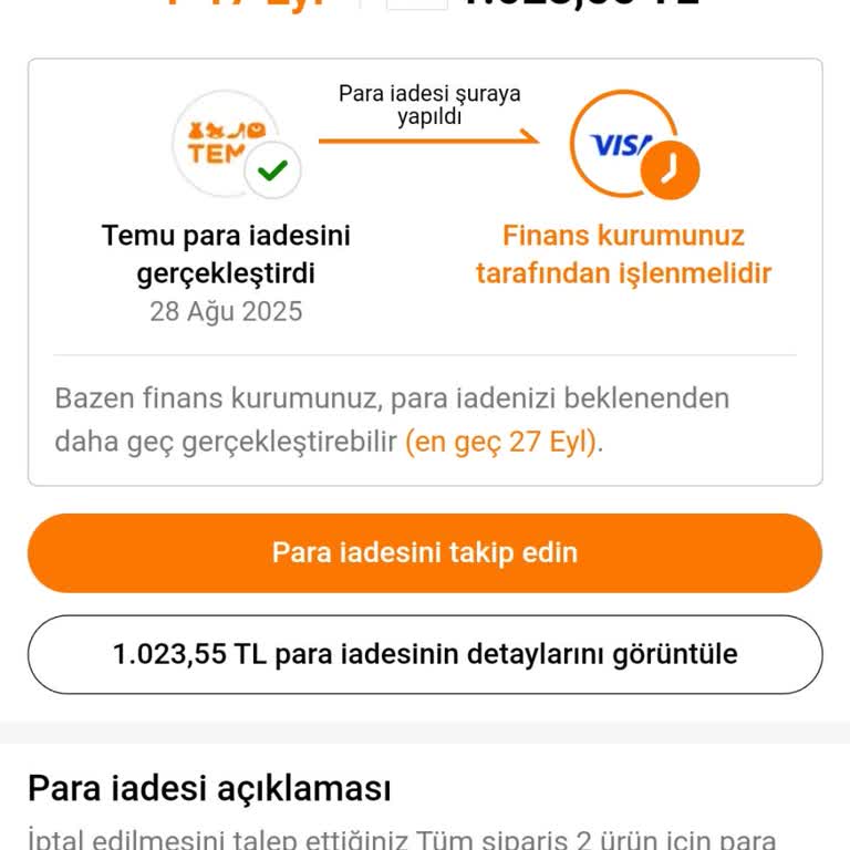 Temudan Yapılan İade Ödemeleri Kredi Kartıma Ulaşmadı Ve Müşteri Hizmetlerine Erişemiyorum