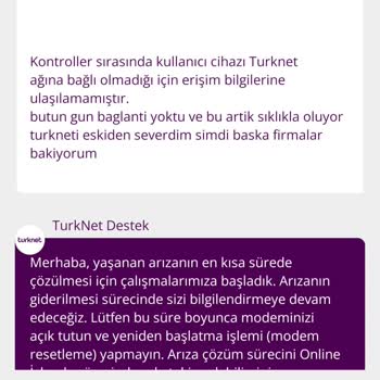 TurkNet Fiber'da Sürekli Bağlantı Kopmaları Ve Çözüm Eksikliği