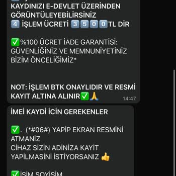 IMEI İşlemi İçin Yapılan Ödeme Sonrası Hizmet Alınamaması