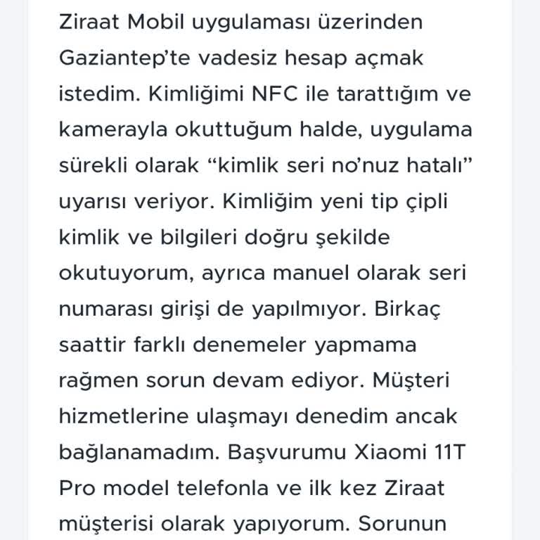 Ziraat Mobil Uygulamasında Kimlik Doğrulama Sorunu Ve Hesap Açma Engeli
