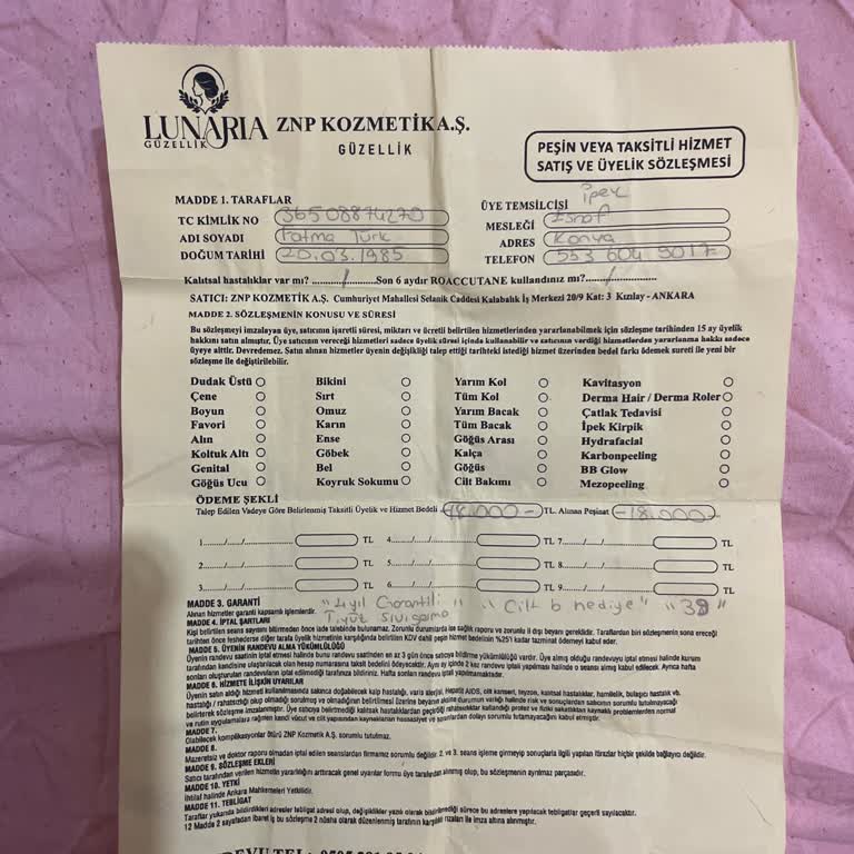 Sıvı Yüz Gerdirme İşleminden Sonuç Alamadım, Ücret İadesi Talep Ediyorum