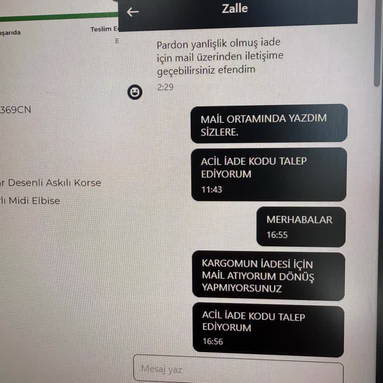 Elbise Siparişimde İade Sürecinde Yaşadığım Mağduriyet