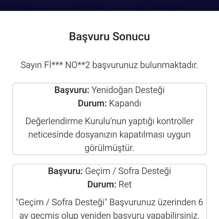 Yenidoğan Destek Paketi Başvurum Sürekli Reddediliyor