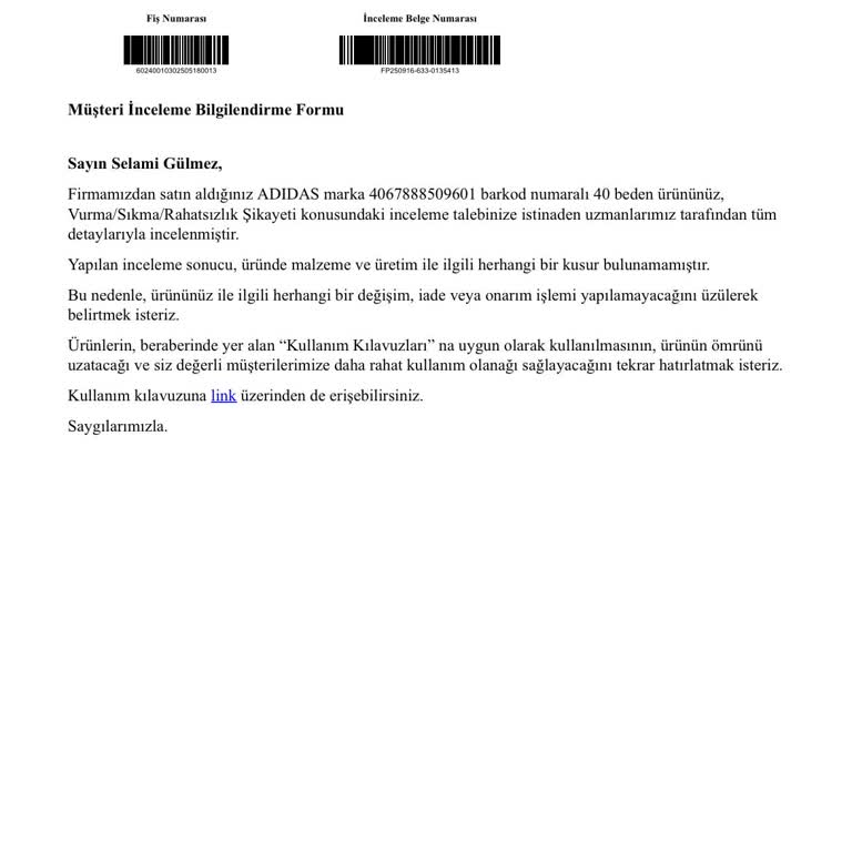 Satın Aldığım Adidas Ayakkabının Tabanından Gelen Ses Sorunu Ve Yetersiz İnceleme Süreci
