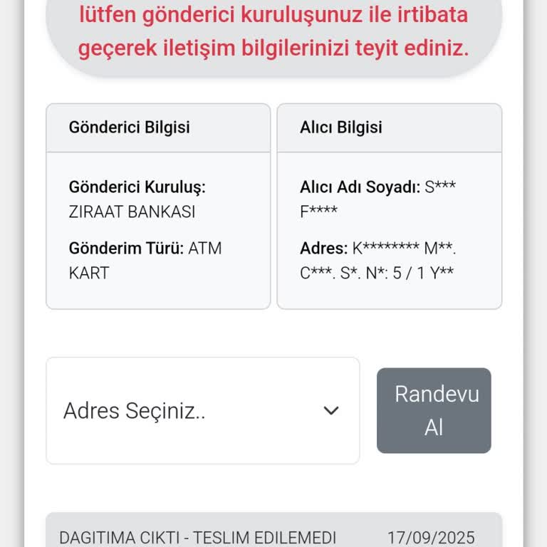 Kuryenet Banka Kartım 10 Gündür Teslim Edilmedi ve Bilgilendirme Yapılmadı