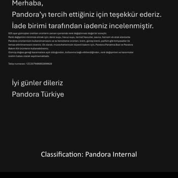 Pandora'dan Aldığım Bileklik Kısa Sürede Karardı, İade Talebim Sonuçsuz Kaldı