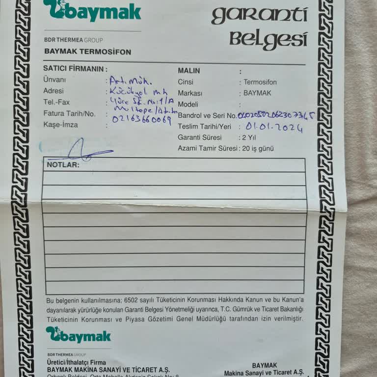 Garanti Süresi İçindeki Termosifon İçin Yapılan Ödemenin İadesi Yapılmıyor