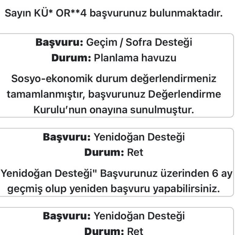 Sofra Geçim Desteği Başvurumdan Aylardır Yanıt Alamıyorum