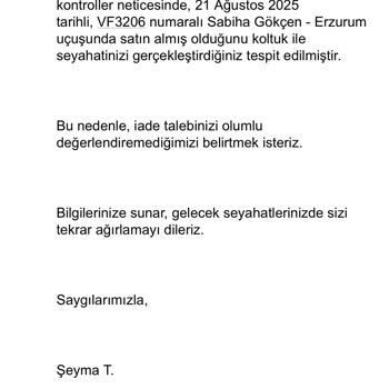 Ekstra Ücret Ödedim Ön Sırada Oturamadım Ücretim İade Edilmiyor
