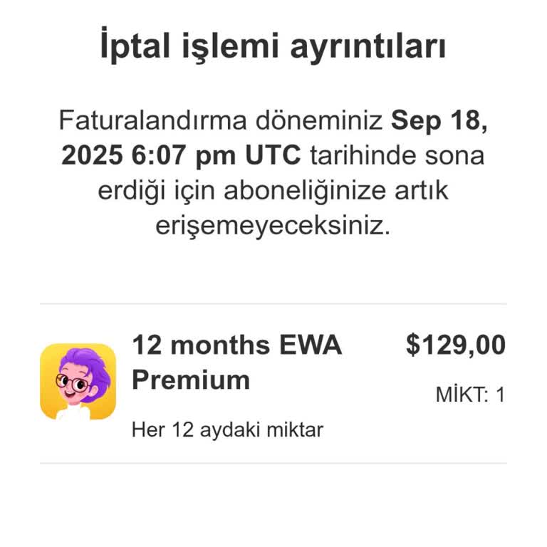 Ewa English Üyelik Yenilemesi Sonrası İade Alamadım