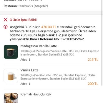 Stokta Ürün Olmasına Rağmen Starbucks Siparişim İki Kez İptal Edildi
