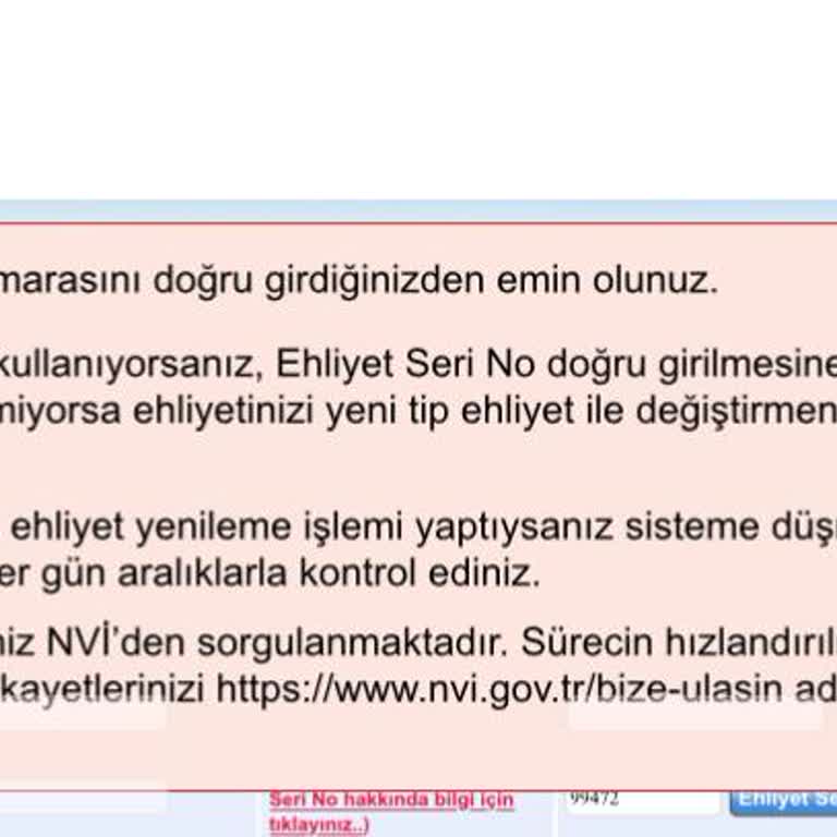 Şoför Kartı Başvurusunda Ehliyet Seri Numarası Sistem Hatası Mağduriyeti