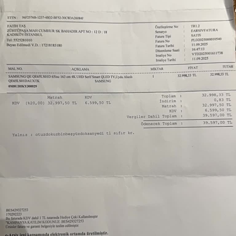 Samsung The Serif TV'de Ses Ve Görüntü Sorunu, İade Ve Destek Sağlanmıyor