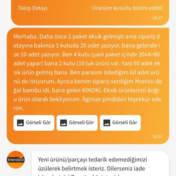 Siparişimde Eksik Ürün Gönderimi Ve Çözüm Beklentisi