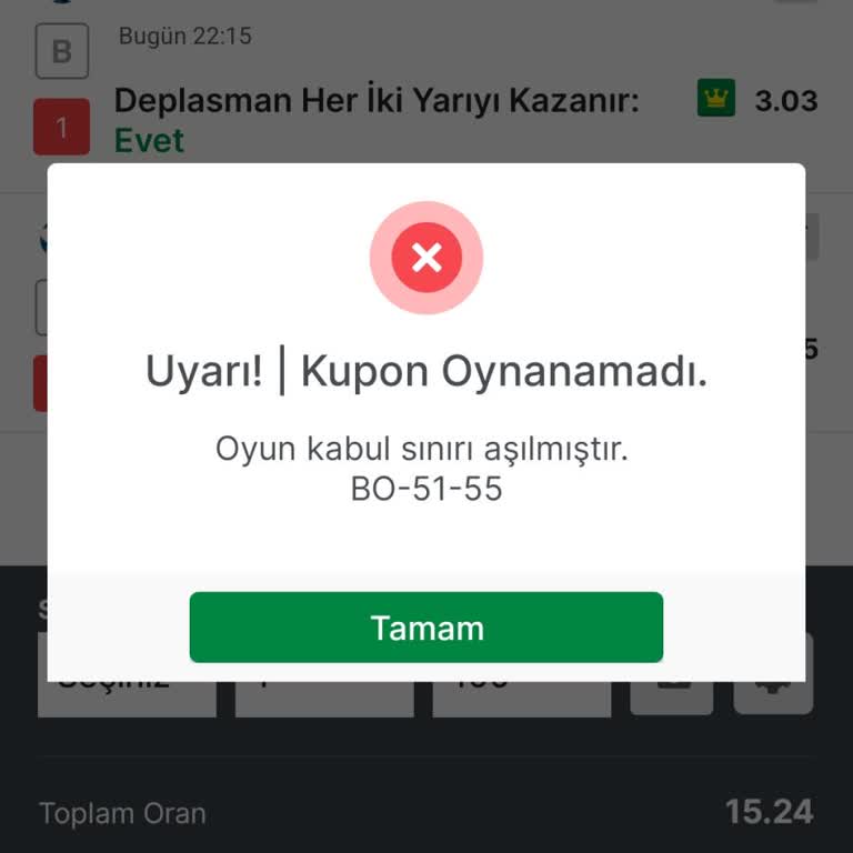 Bahis Kuponu Yapılamıyor, Sistem Hatası Ve Müşteri Hizmetlerine Ulaşılamıyor