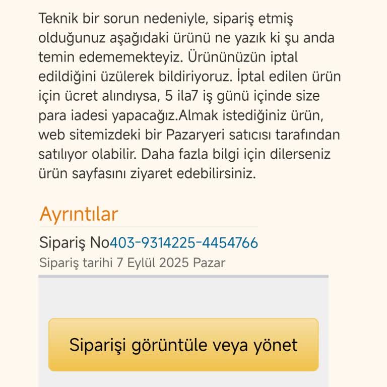 Sipariş İptali Sonrası Artan Fiyat Ve Çözüm Sunulmaması Hayal Kırıklığı Yarattı