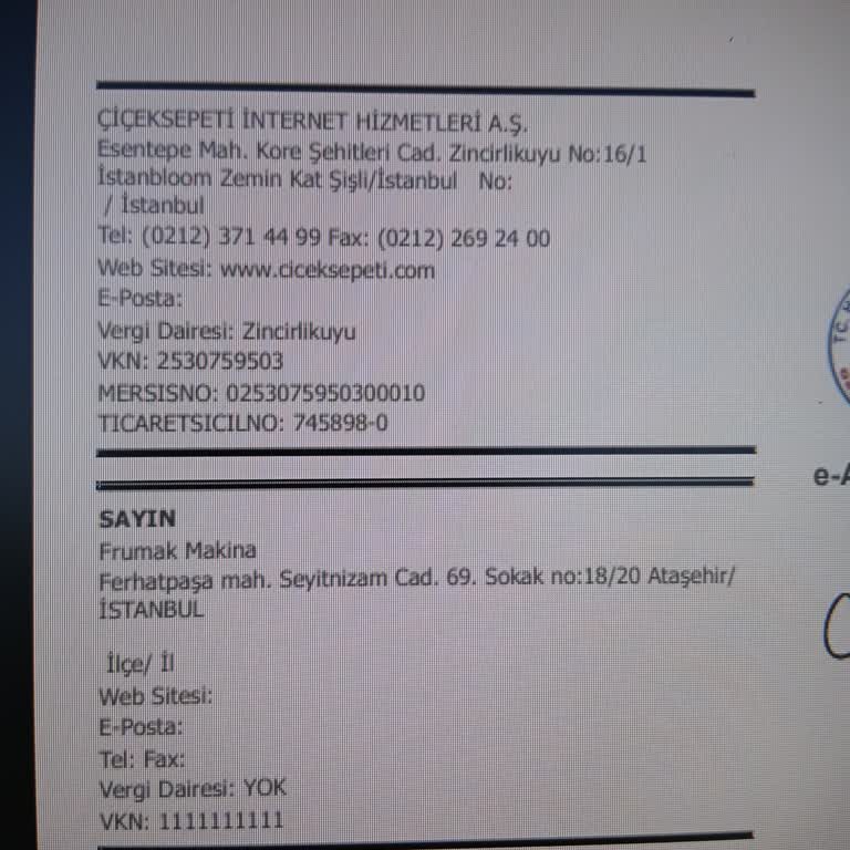 Eksik Şirket Bilgileriyle Düzenlenen Fatura Ve Çözüm Eksikliği