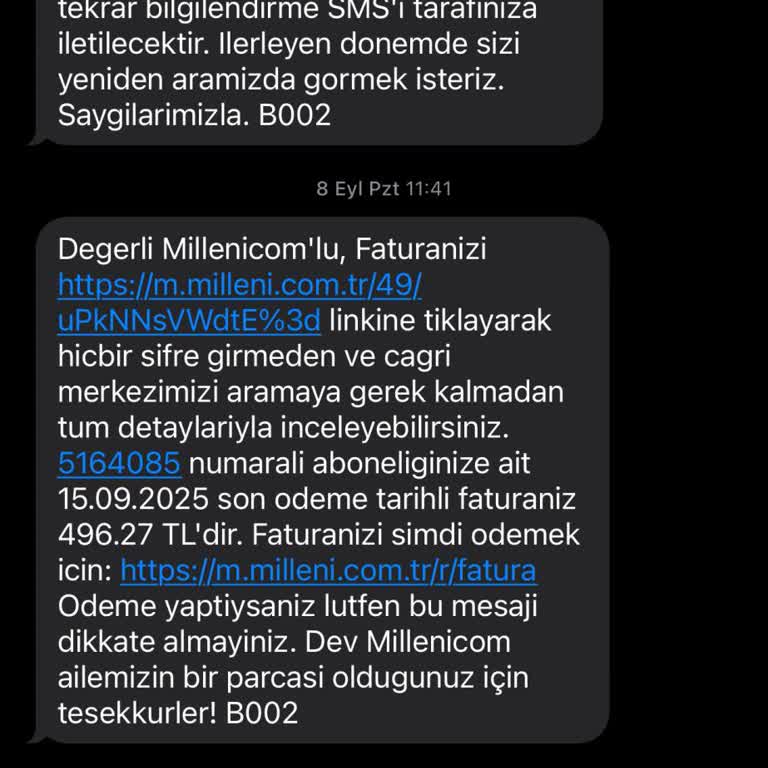 Millenicom Abonelik Sonrası İdari Takip Tehdidi İçeren Mesajlar Rahatsız Edici