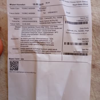 Aldığım Yeni Telefon Sürekli Arızalı, Para İadesi İstiyorum