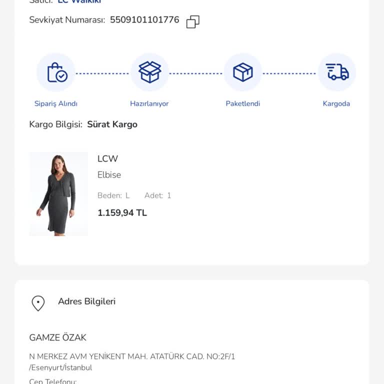 LCW Online Siparişimde Elbise Eksik Gönderildi, İade İşlemi Başlatamıyorum