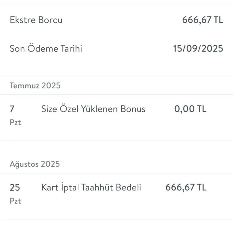 Kullanılmayan Kredi Kartına Haksız Borç Yansıtıldı