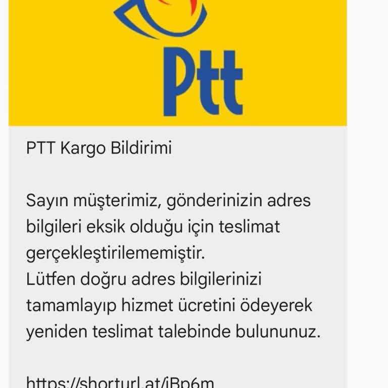 PTT Adına Gelen SMS
