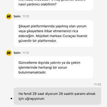 Mojo Bet'te 28 Saattir 90.000 TL Para Çekimim Gerçekleşmedi, Mağduriyet Yaşıyorum