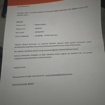 Kısa Sürede Yıpranan Nike Ayakkabı İçin Değişim Veya İade Talebi