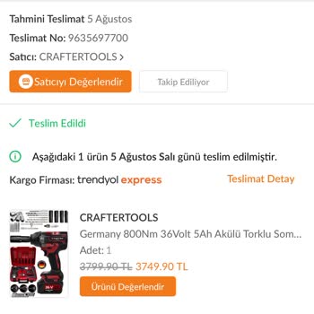 Craftertools Kullanımda Parçalanan Ve Güvensiz Somun Sıkma Seti: İade Ve Çözüm Talebi