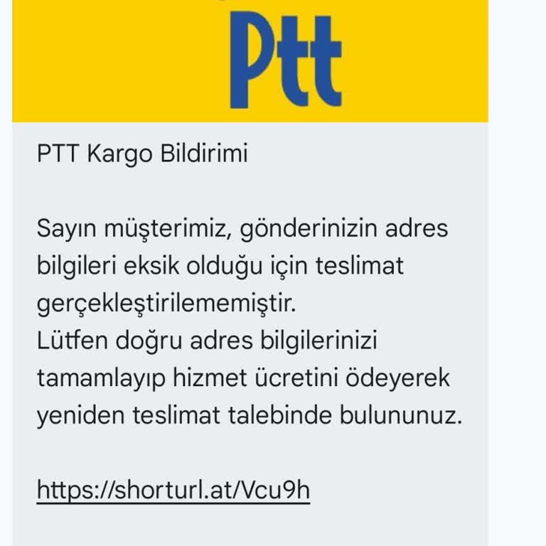 PTT Kargo Adına Gelen Sahte SMS Ve Güvenlik Endişesi
