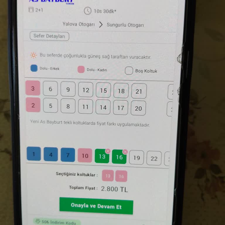 As Bayburt Tekli Koltuk Fiyatlarında Tutarsızlık Yaşadım