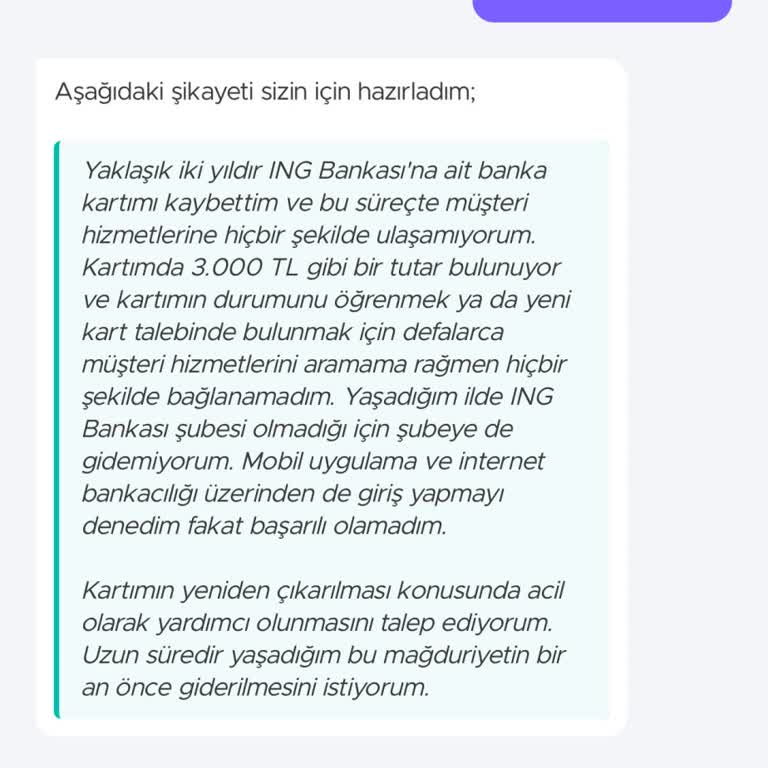 ING Bankası'na Ulaşamıyorum, Kart Mağduriyetim Çözülmüyor