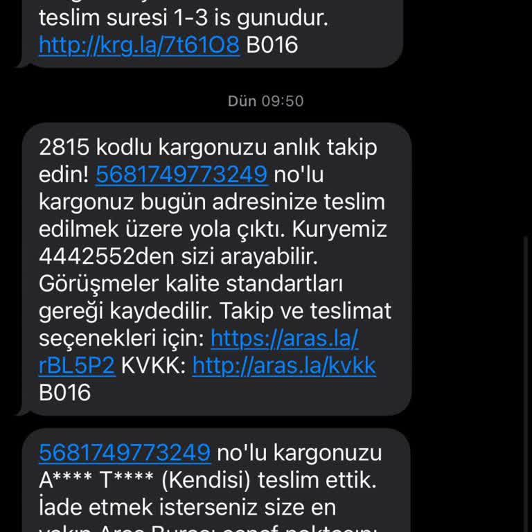 Teslim Edilmediği Halde Teslim Edilmiş Gösterilen Kargo Ve Ulaşılamayan Şube