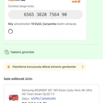 Hepsiburada'dan Aldığım Televizyonun İadesi Ve Fiyat Farkı İadesinde Yaşadığım Mağduriyet