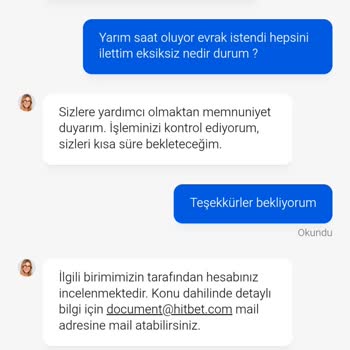 Belgelerim Eksiksiz Olduğu Halde Hitbet Çekim Talebim Gerçekleştirilmiyor