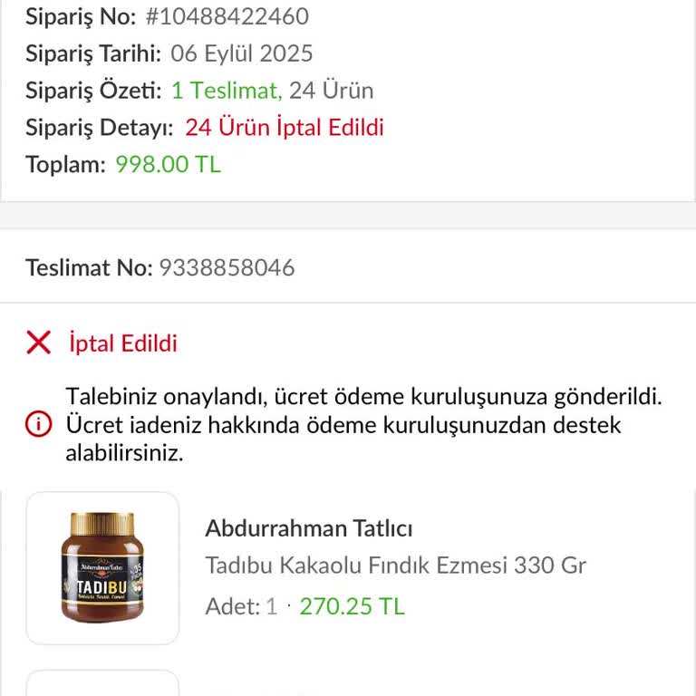 İptal Edilen Siparişin Ücreti 13 Gündür İade Edilmedi, Mağdur Oldum
