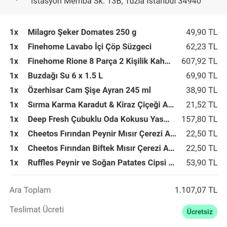 Yemeksepeti Sanal Market'ten Eksik Ürün Teslimatı Ve İade Sorunu