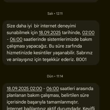 Sürekli Bakım Çalışmaları Nedeniyle Uzun Süreli İnternet Kesintisi Ve Yetersiz Müşteri Hizmetleri