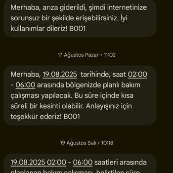 Sürekli Bakım Çalışmaları Nedeniyle Uzun Süreli İnternet Kesintisi Ve Yetersiz Müşteri Hizmetleri