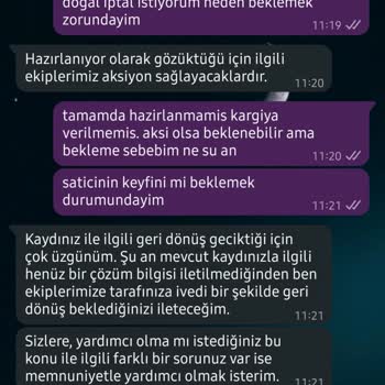 Sipariş Gönderilmedi, İade Ve Fatura Sorunu Yaşıyorum