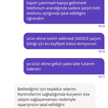 Teslim Edilmeyen Siparişin Ücreti İade Edilmedi