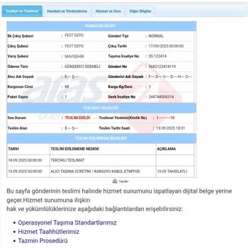 Fest Danışmanlık Ve Depolama Farklı Gelen Ürün İadesini Kabul Etmiyorlar