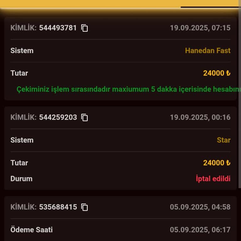 Hanedan Bet'te 24.000 TL Para Çekme Talebim 18 Saattir Beklemede