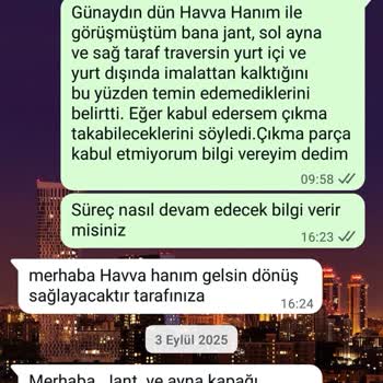 Kasko Hasarım 3 Aydır Çözülmüyor Orijinal Parça Temin Edilmiyor