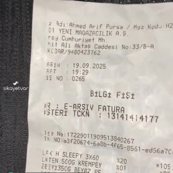 19.09.2025 Tarihli A101 Alışveriş Mağduriyeti