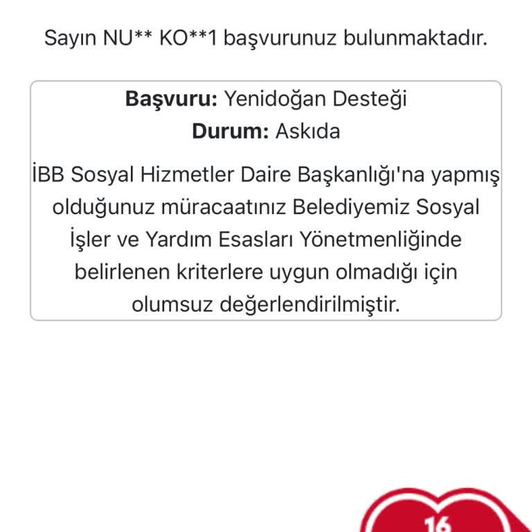 İstanbul Büyükşehir Belediyesi Yeni Doğan Destek Paketi Başvurusunun Gerekçesiz Reddedilmesi